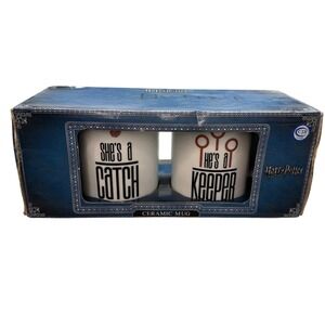 Harry Potter His Hers Couple She's a Catch He's a Keeper Ceramic Mug Set New